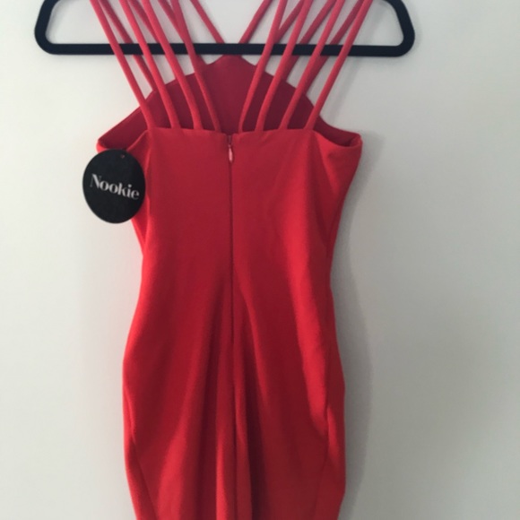 Red Sophia Strap Mini Nookie Dress - Picture 2 of 4
